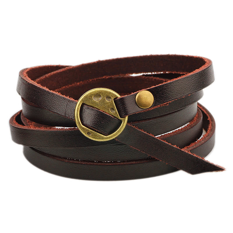 Fortune Jewel Vintage Multi-layer Leather Buckle Confidence Bracelet