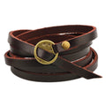 Fortune Jewel Vintage Multi-layer Leather Buckle Confidence Bracelet