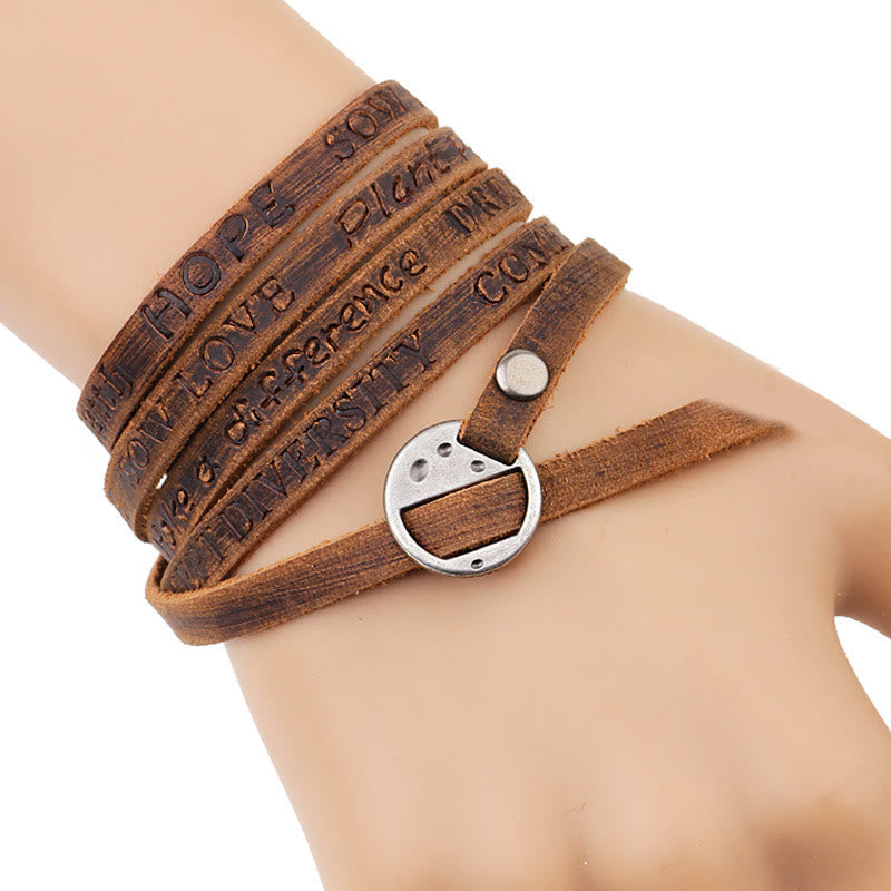 Fortune Jewel Vintage Multi-layer Leather Buckle Confidence Bracelet