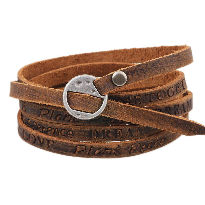 Fortune Jewel Vintage Multi-layer Leather Buckle Confidence Bracelet