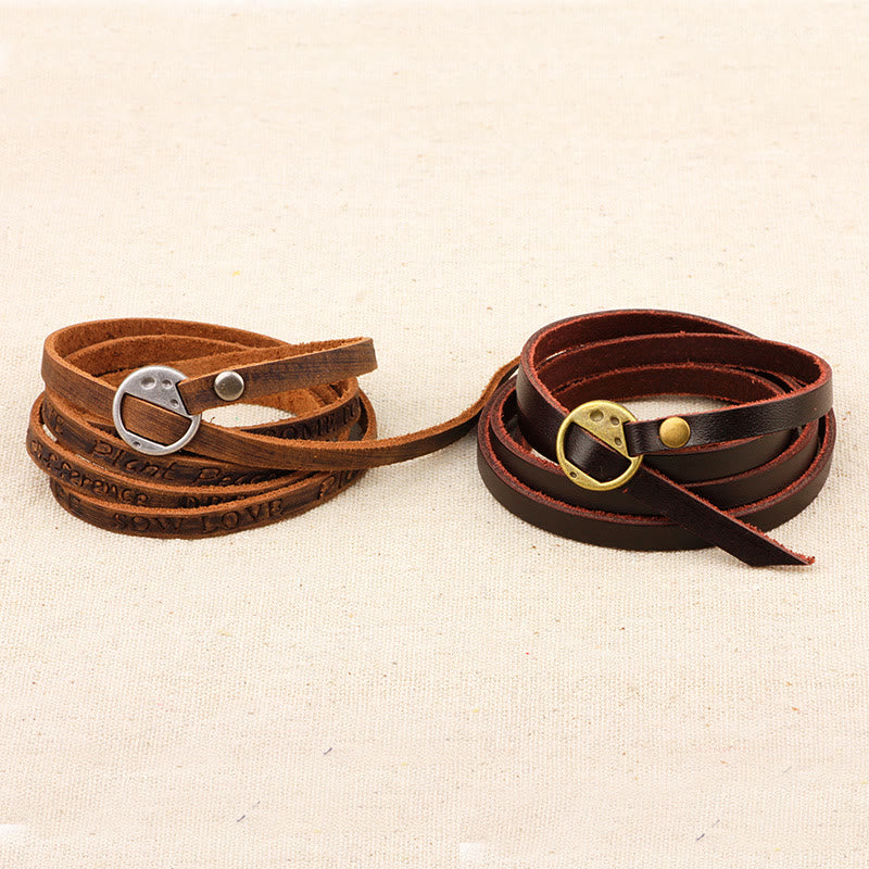 Fortune Jewel Vintage Multi-layer Leather Buckle Confidence Bracelet