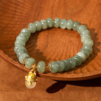 Fortune Jewel Strawberry Quartz Cyan Jade Lucky Cat Beads Healing Bracelet