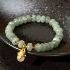 Fortune Jewel Strawberry Quartz Cyan Jade Lucky Cat Beads Healing Bracelet