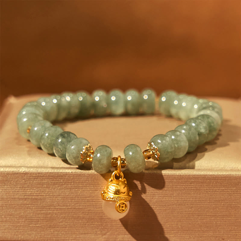 Fortune Jewel Strawberry Quartz Cyan Jade Lucky Cat Beads Healing Bracelet