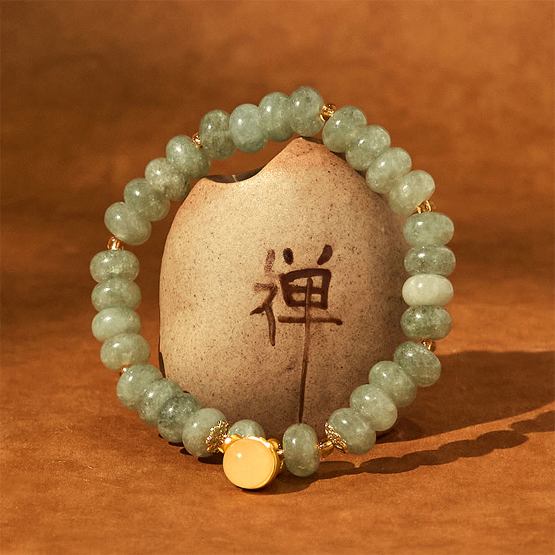 Fortune Jewel Strawberry Quartz Cyan Jade Lucky Cat Beads Healing Bracelet