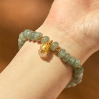 Fortune Jewel Strawberry Quartz Cyan Jade Lucky Cat Beads Healing Bracelet