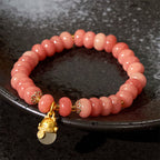 Fortune Jewel Strawberry Quartz Cyan Jade Lucky Cat Beads Healing Bracelet
