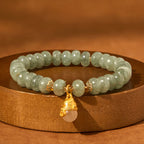 Fortune Jewel Strawberry Quartz Cyan Jade Lucky Cat Beads Healing Bracelet