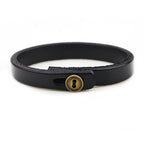 Fortune Jewel Vintage Plain Leather Button Buckle Confidence Bracelet