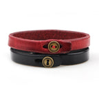 Fortune Jewel Vintage Plain Leather Button Buckle Confidence Bracelet