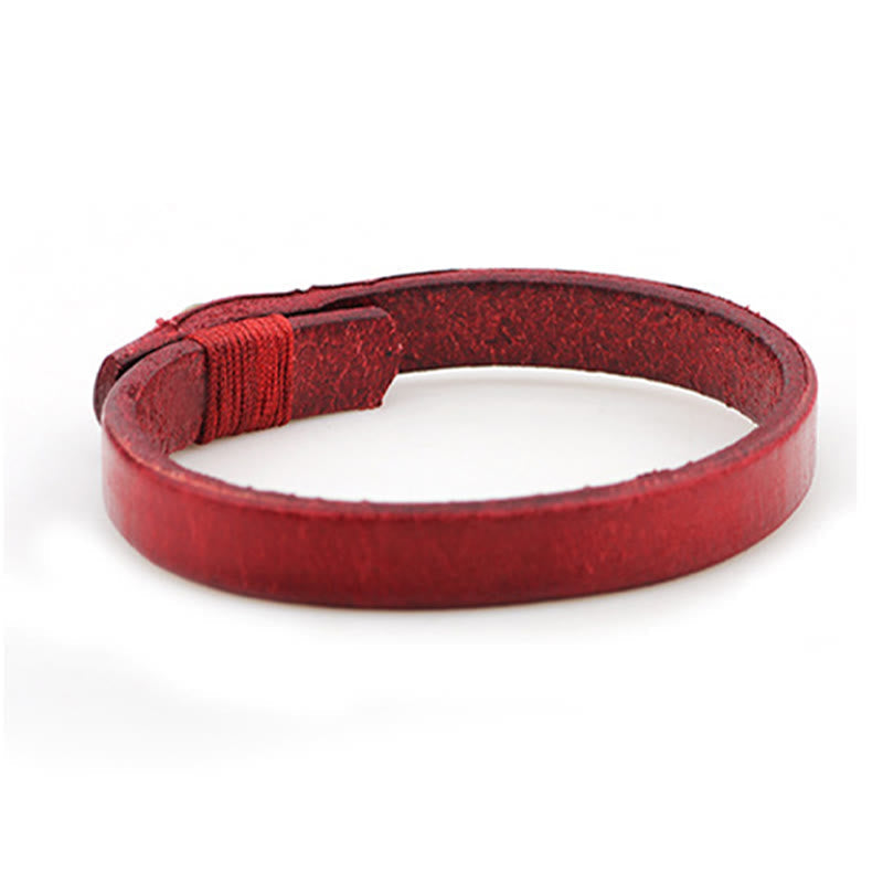 Fortune Jewel Vintage Plain Leather Button Buckle Confidence Bracelet