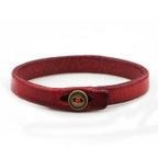 Fortune Jewel Vintage Plain Leather Button Buckle Confidence Bracelet