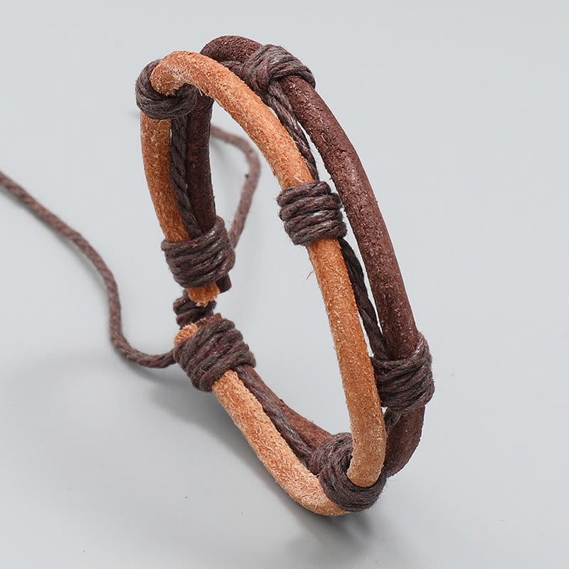 Fortune Jewel Vintage Leather Hand-woven Hemp Rope Strength Bracelet