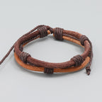 Fortune Jewel Vintage Leather Hand-woven Hemp Rope Strength Bracelet