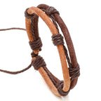 Fortune Jewel Vintage Leather Hand-woven Hemp Rope Strength Bracelet