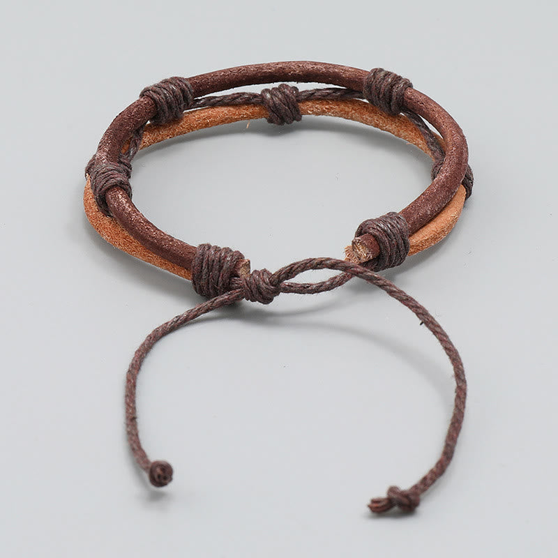 Fortune Jewel Vintage Leather Hand-woven Hemp Rope Strength Bracelet