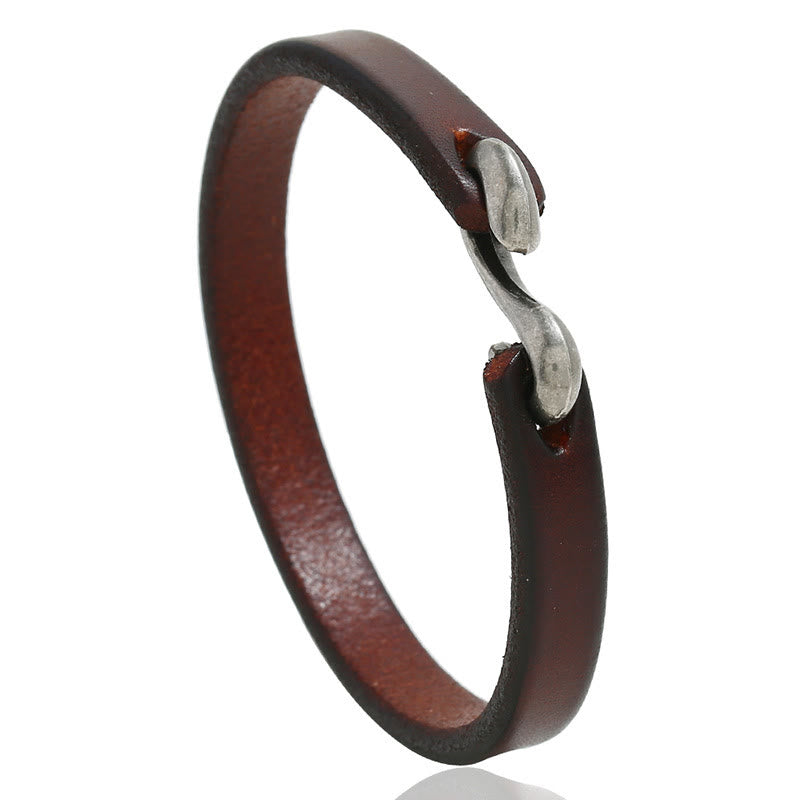 Fortune Jewel Vintage Leather Plain Strength Buckle Bracelet