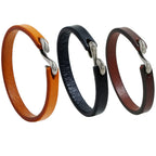 Fortune Jewel Vintage Leather Plain Strength Buckle Bracelet
