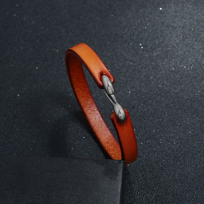 Fortune Jewel Vintage Leather Plain Strength Buckle Bracelet
