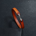 Fortune Jewel Vintage Leather Plain Strength Buckle Bracelet