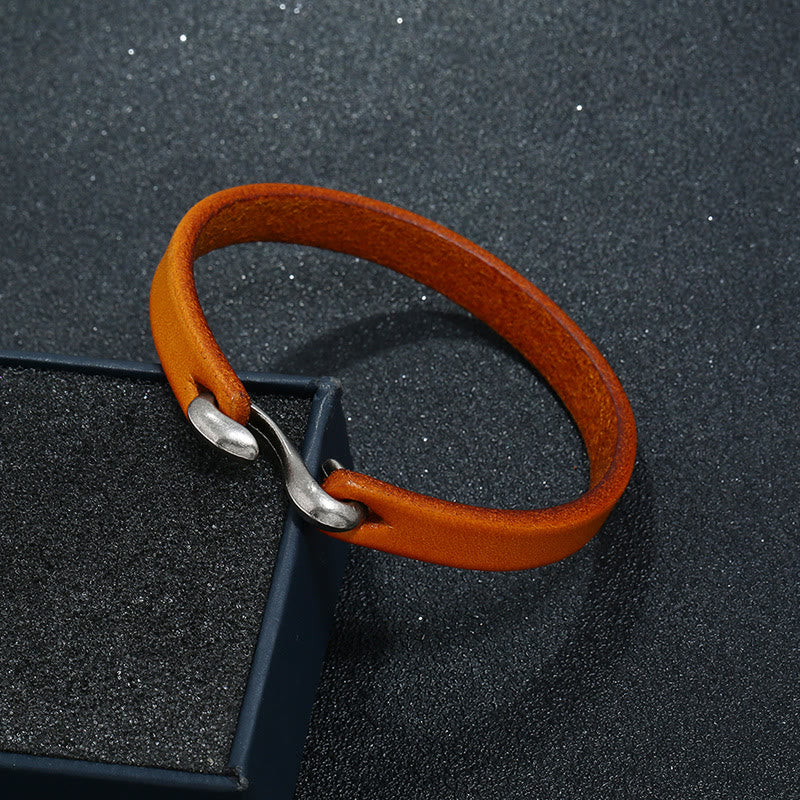 Fortune Jewel Vintage Leather Plain Strength Buckle Bracelet
