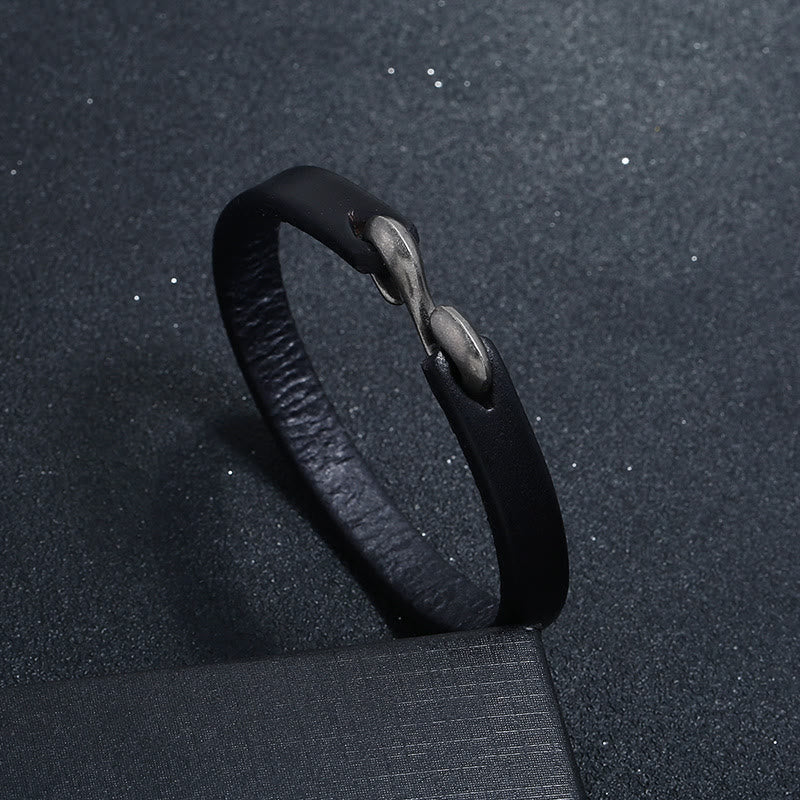 Fortune Jewel Vintage Leather Plain Strength Buckle Bracelet