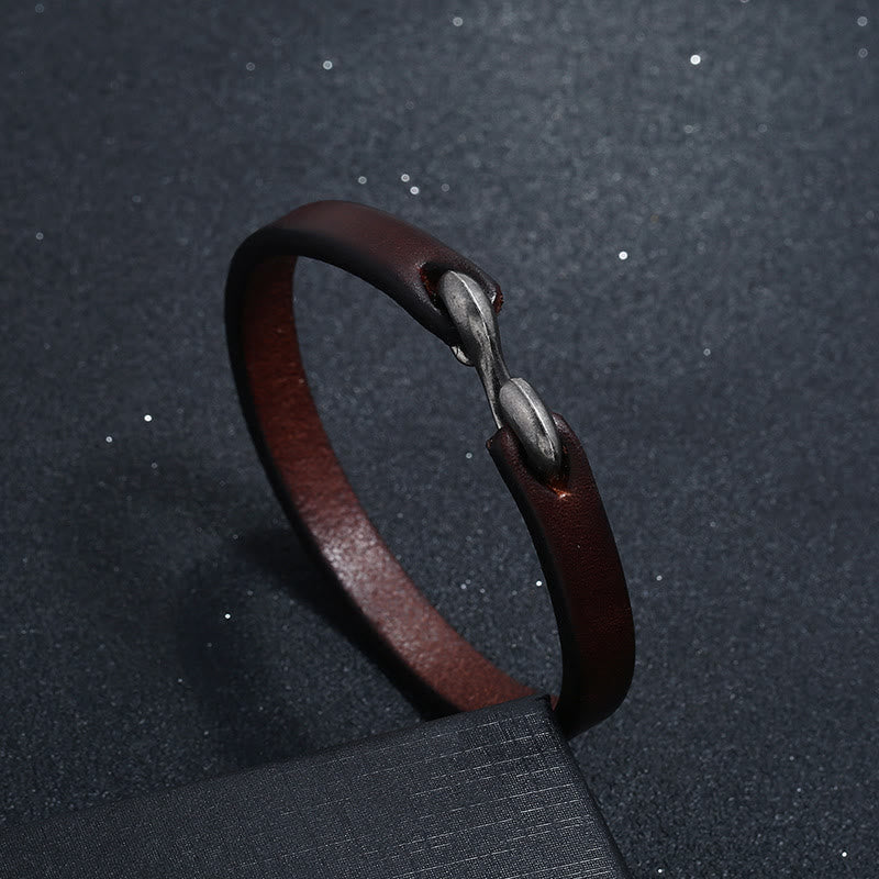 Fortune Jewel Vintage Leather Plain Strength Buckle Bracelet