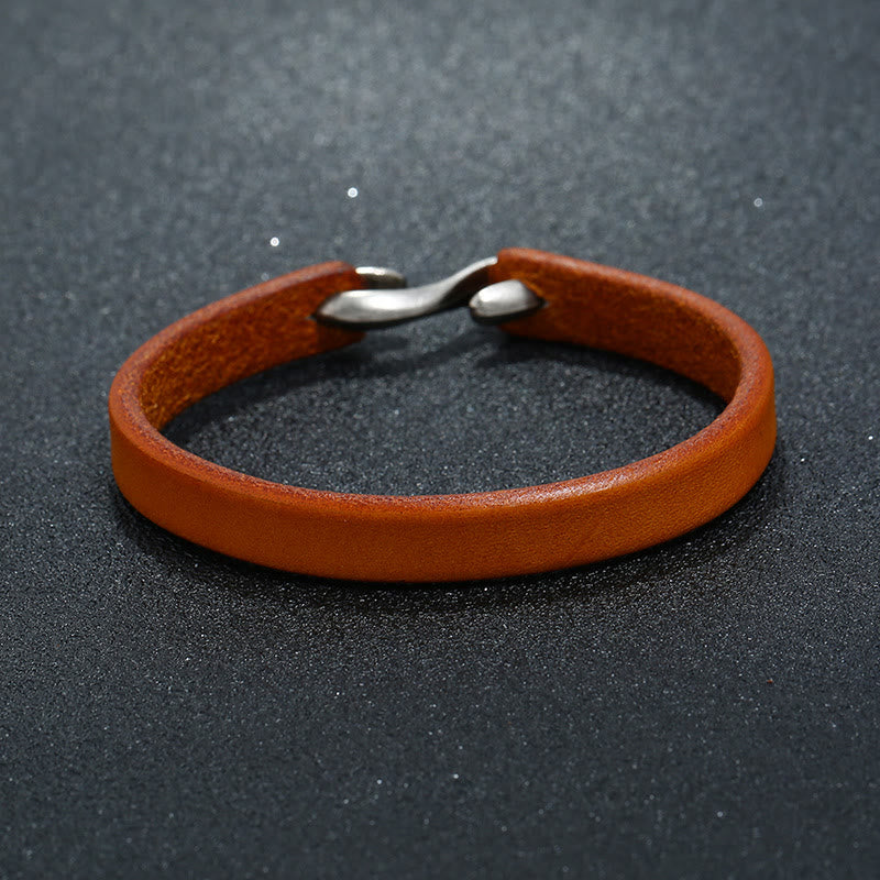 Fortune Jewel Vintage Leather Plain Strength Buckle Bracelet