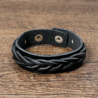 Fortune Jewel Vintage Weaving Leather Adjustable Buckle Strengthen Bracelet
