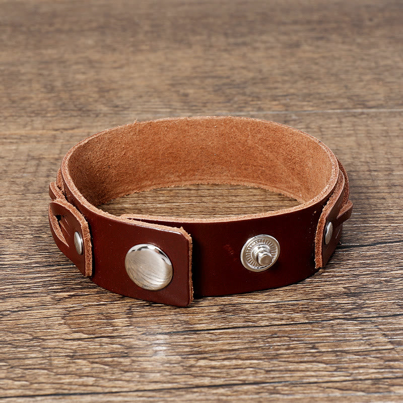 Fortune Jewel Vintage Weaving Leather Adjustable Buckle Strengthen Bracelet