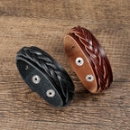 Fortune Jewel Vintage Weaving Leather Adjustable Buckle Strengthen Bracelet
