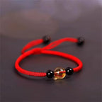 Fortune Jewel Handcrafted Citrine Black Obsidian Bead King Kong Knot Peace Knot Luck Rope Bracelet