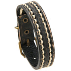 Fortune Jewel Vintage Leather Adjustable Buckle Strengthen Bracelet