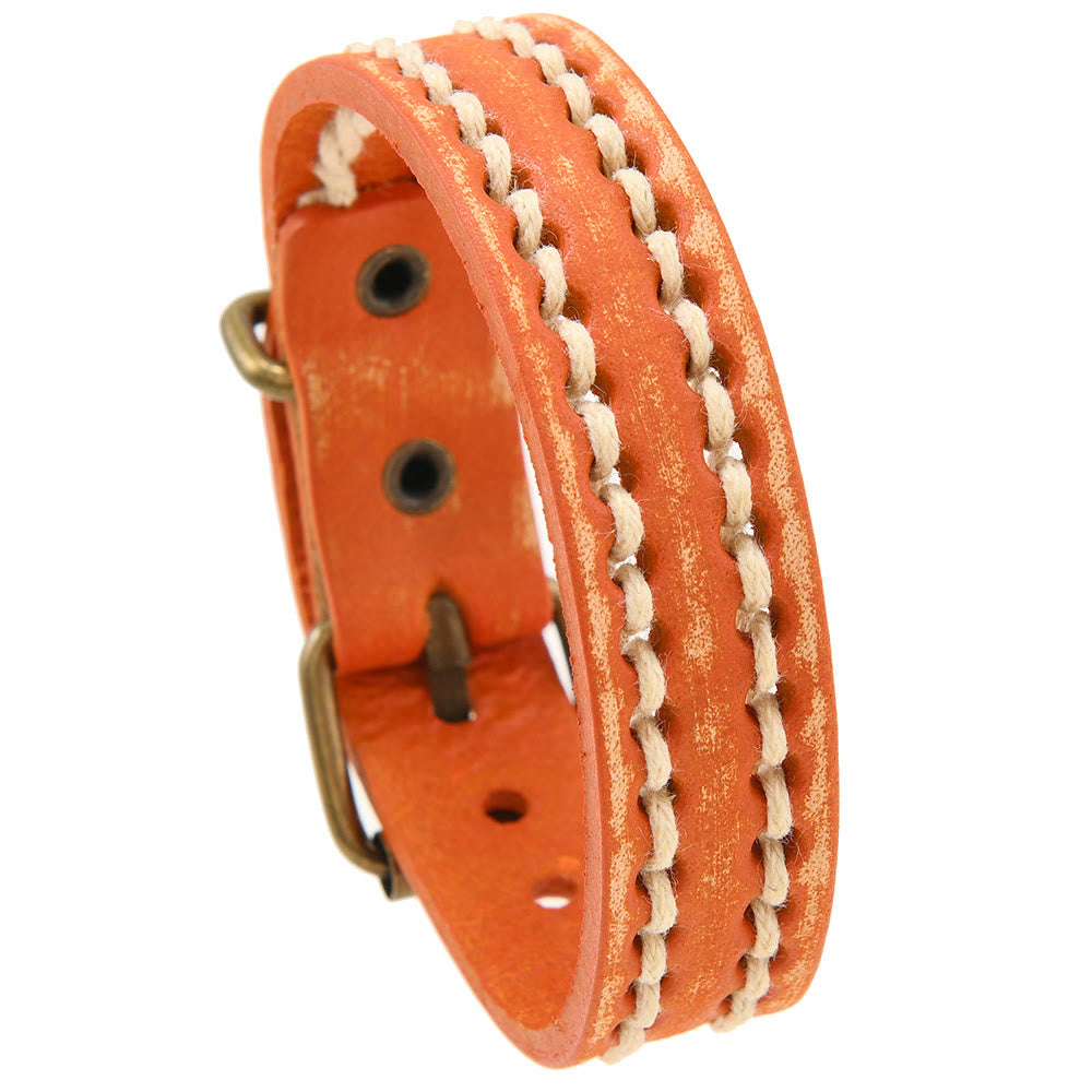 Fortune Jewel Vintage Leather Adjustable Buckle Strengthen Bracelet