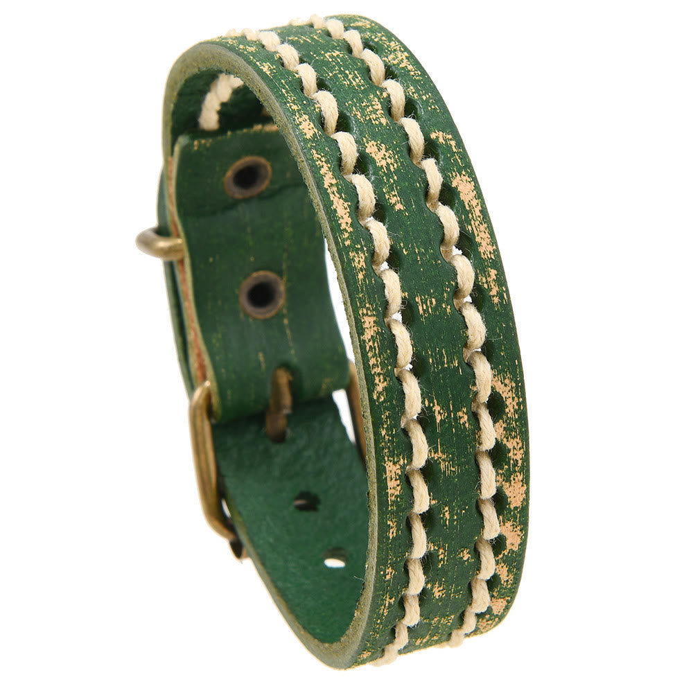 Fortune Jewel Vintage Leather Adjustable Buckle Strengthen Bracelet