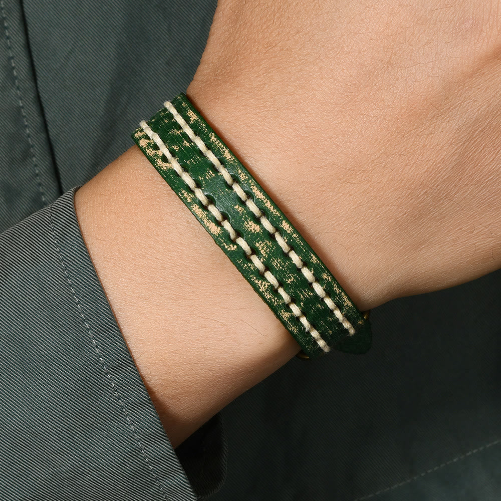 Fortune Jewel Vintage Leather Adjustable Buckle Strengthen Bracelet