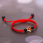 Fortune Jewel Handcrafted Citrine Black Obsidian Bead King Kong Knot Peace Knot Luck Rope Bracelet