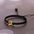 Fortune Jewel Handcrafted Citrine Black Obsidian Bead King Kong Knot Peace Knot Luck Rope Bracelet