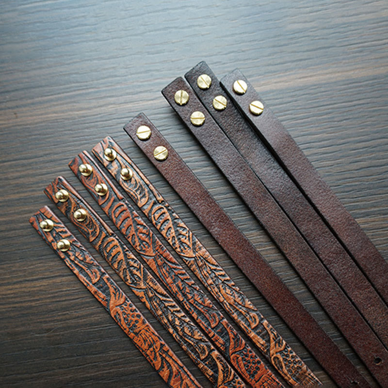 Fortune Jewel Vintage Printed Leather Adjustable Buckle Balance Bracelet