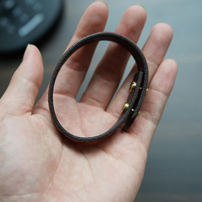 Fortune Jewel Vintage Printed Leather Adjustable Buckle Balance Bracelet