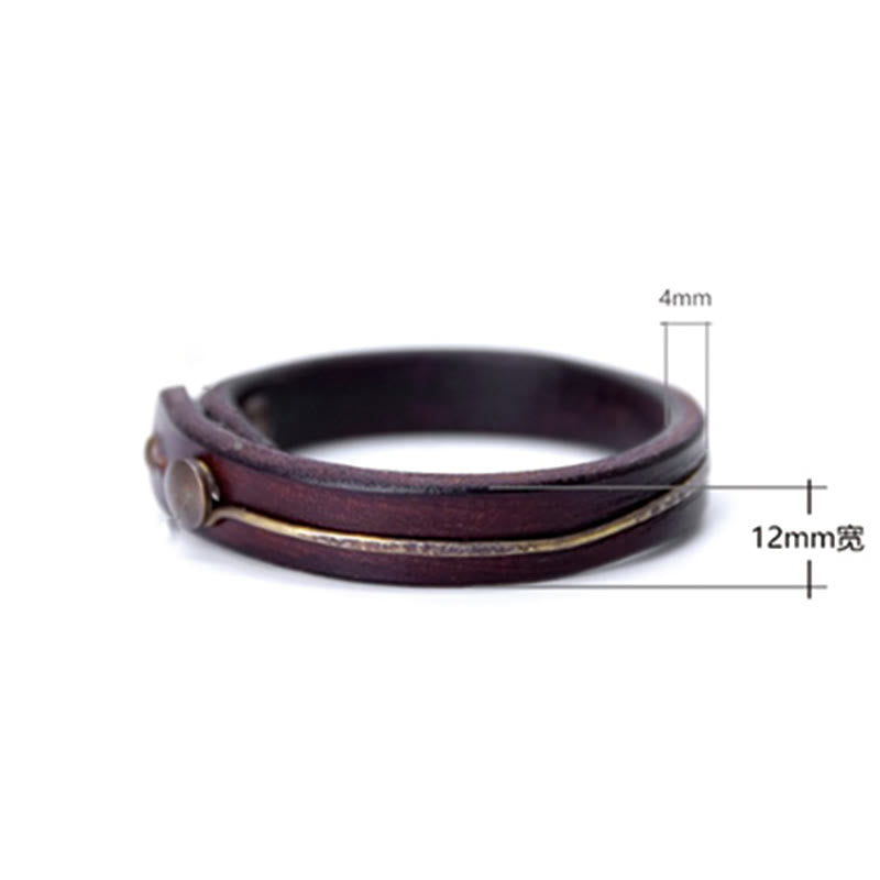 Fortune Jewel Vintage Leather Copper Brass Wire Healing Bangle Bracelet