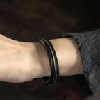 Fortune Jewel Vintage Leather Copper Brass Wire Healing Bangle Bracelet