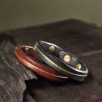 Fortune Jewel Vintage Leather Copper Brass Wire Healing Bangle Bracelet