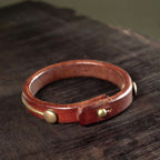 Fortune Jewel Vintage Leather Copper Brass Wire Healing Bangle Bracelet