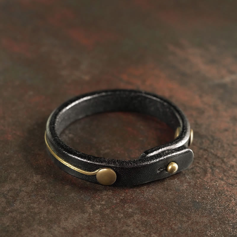 Fortune Jewel Vintage Leather Copper Brass Wire Healing Bangle Bracelet