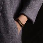 Fortune Jewel Vintage Leather Copper Brass Balance Bangle Bracelet