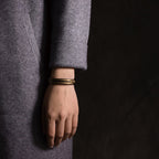Fortune Jewel Vintage Leather Copper Brass Balance Bangle Bracelet