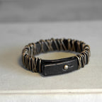 Fortune Jewel Vintage Leather Copper Brass Wire Wrap Balance Bracelet