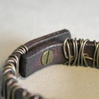 Fortune Jewel Vintage Leather Copper Brass Wire Wrap Balance Bracelet
