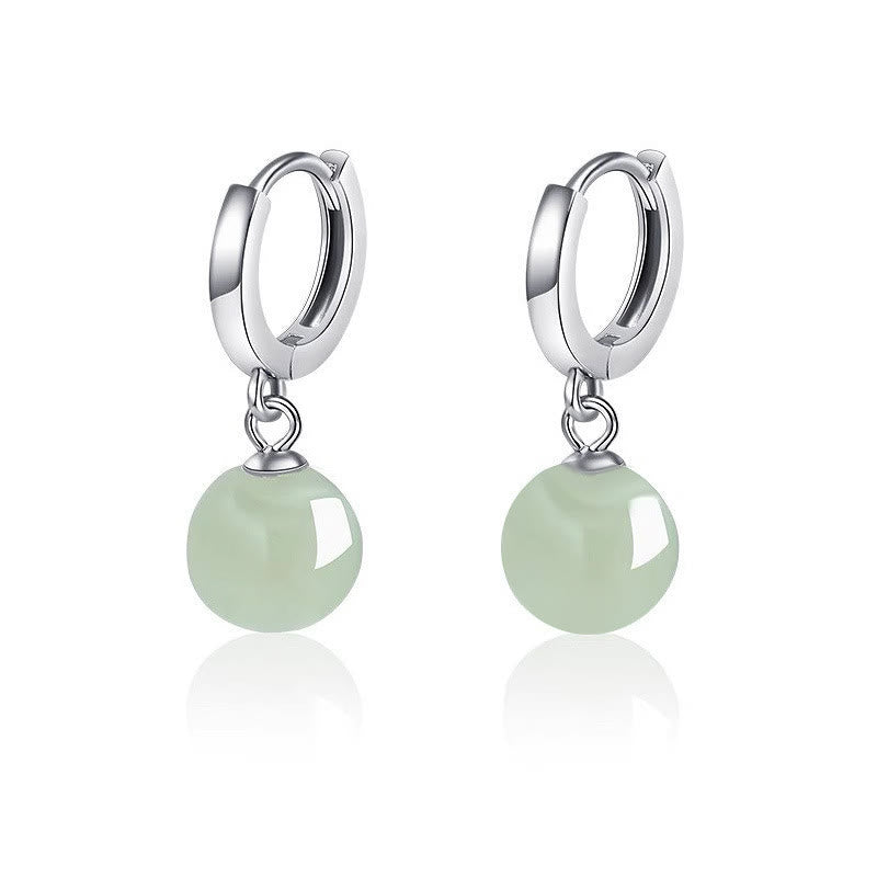 Fortune Jewel Round Jade Bead Prosperity Earrings